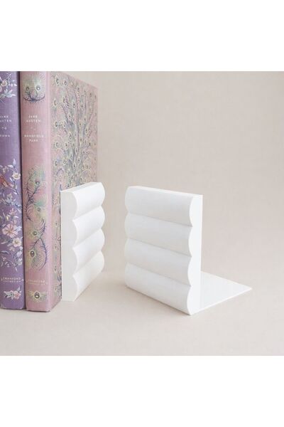 Nebron Dalga desenli kitap tutucu/2 li set/ Dekoratif kitap desteği/Raf kitap...