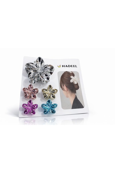 HADEEL GIJAMAI مجموعه من شباصات الشعر متكون من خمس حبات بخمسه الوان مختلفه حب...