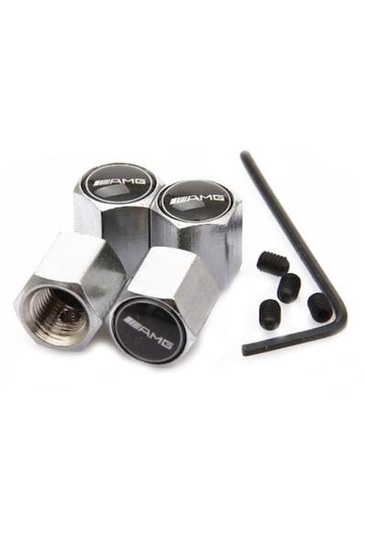 MERCEDES Set de 4 capace de supapă AMG argintii, compatibile cu
