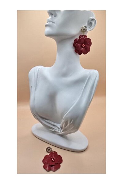 Verdandi Leather Cercei RED FLOWERS