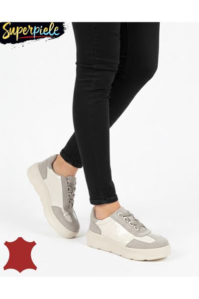 ANGEL BLUE Women's casual shoes made of genuine leather with suede and thick ...