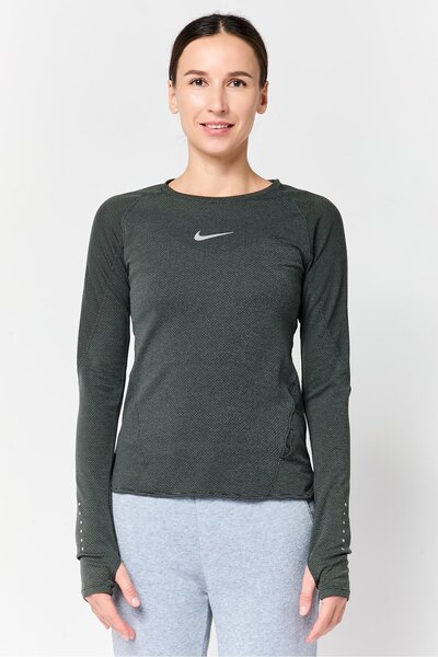 Nike Women Dri-Fit Brand Long Long Sleeve Running T-Shirt, Olive