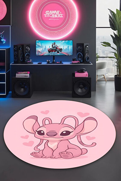 Reyhani Stiç Pembe Desenli Kaymaz Taban Makinede Yıkanabilir Banyo Gamıng Hal...