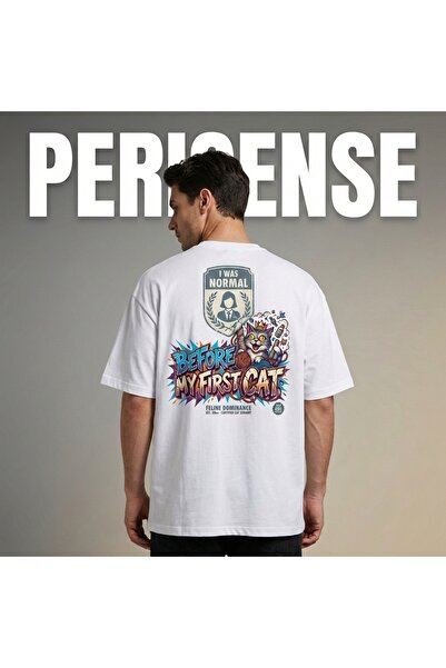 PERISENSE Tricou unisex oversize din bumbac pieptănat premium, imprimat cu „A...