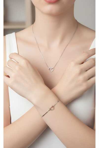 Miyoste Sevgililer Gününe Özel Kalpli Bileklik Ve Kolye Set