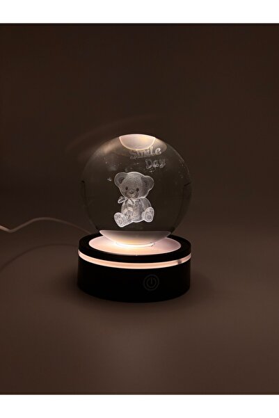 GIFT Ayıcık Tasarımlı Renk Değiştiren USB’li Dönen Cam Küre