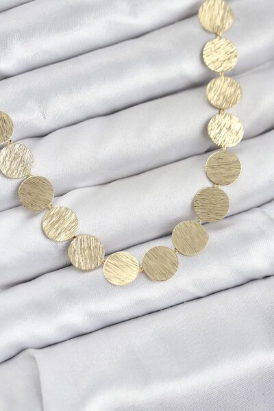 Skygo Round Plate Model Gold Color Women's Necklace - Tj-Bko10827