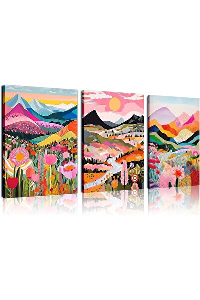 ALAYRA International لوحة جدارية أنيقة متعددة الألوان بتصميم منظر طبيعي جميل ...