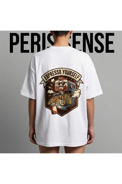 PERISENSE Unisex T-shirt με στάμπα "Espresso Yourself", από χτενισμένο βαμβάκ...