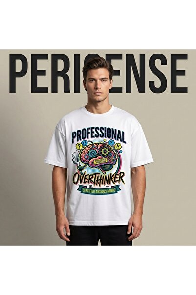 PERISENSE Tricou oversize unisex profesional, imprimat, din bumbac pieptănat ...