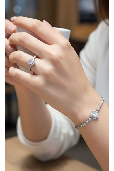 Miyoste Sevgililer Gününe Özel Kalpli Bileklik Ve Yüzük Set