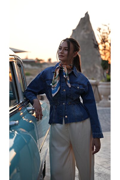 EMEL ERYILMAZ Kemer Detaylı Kot Gömlek Premium