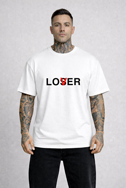 LORVEX Υπερμεγέθη μπλουζάκι unisex 100% βαμβακερό άνετο σε εφαρμογή LOVER με ...