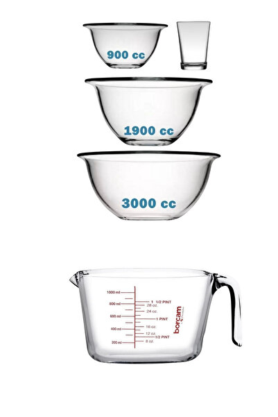 Paşabahçe ARDANIN HAZIRLIK SETİ VE 1000CC BORCAM ÖLÇÜ KABI