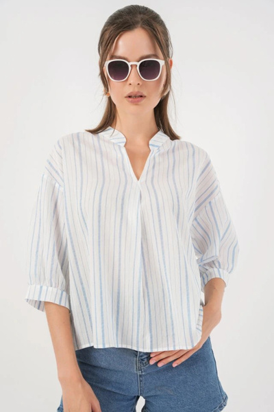 nedo7 Striped Oversized Blouse 967 - A.Blue