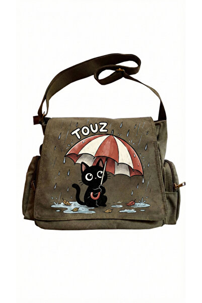 Touz Moda Cute Black Cat Printed Unisex Messenger Bag