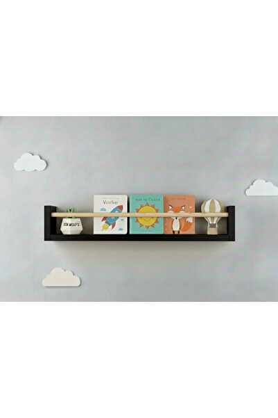 EGN WOODS 60X9X1 Black Mdf Baby Room Organizer Children's Room Montessori Edu...