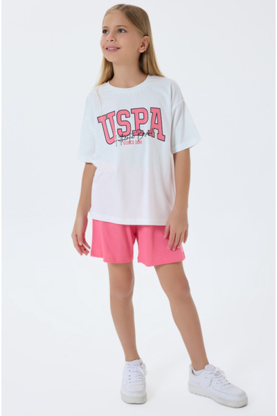 U.S. Polo Assn. U.S.Polo Assn Us2521-G White Girl's Shorts Set