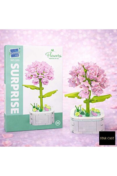 STAR CAST Ortanca Çiçeği Dekoratif Yapı Blok Çiçek – Saksı Çiçek Hediye Seti