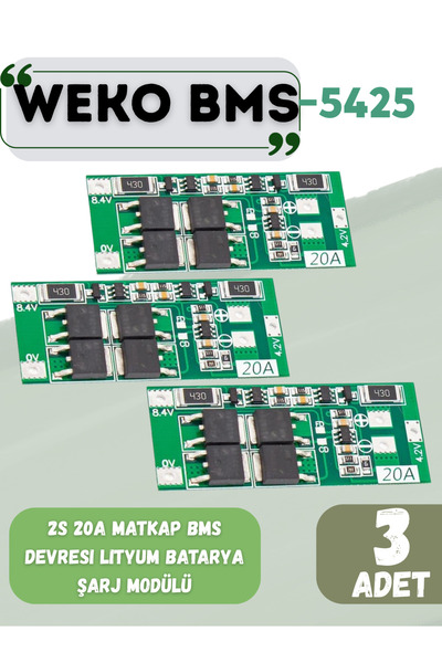 Genel Markalar 3-adet BMS-5425 2S 20A Matkap BMS Devresi Lityum Batarya Şarj ...