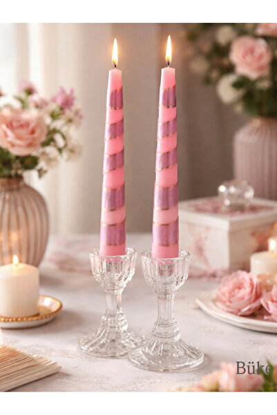 BÜKE Çizgi desenli Şamdan mum