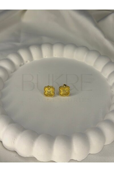 stainles steel Paslanmaz Çelik Gold Küçük Yonca Küpe