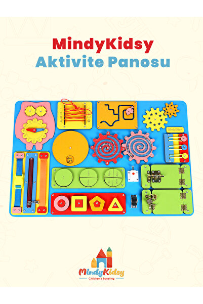 MindyKidsy Montessori Aktivite ve Öğrenme Panosu Eğitici 60x40 Geliştirici Ah...