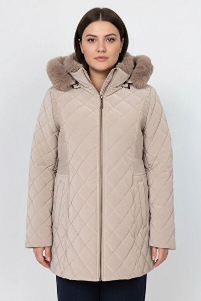 Ekol Yakası Kürklü Kapitone Şişme Kaban 6817