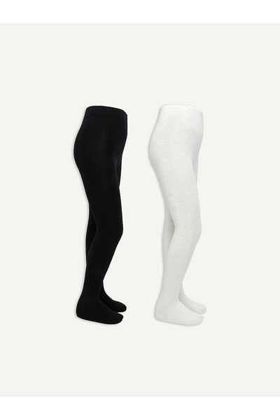 LC Waikiki Lcw Kids Black Basic Girls' Pantyhose 2-Piece