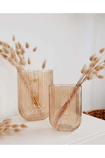Hestia Home U Cam Vazo 18 cm (Küçük) Amber