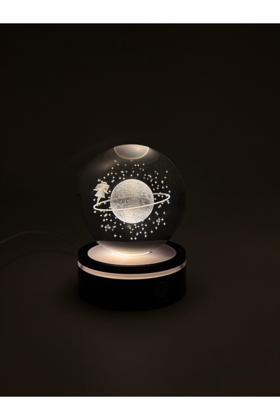 GIFT Satürn Kız Tasarımlı Renk Değiştiren USB’li Dönen Cam Küre