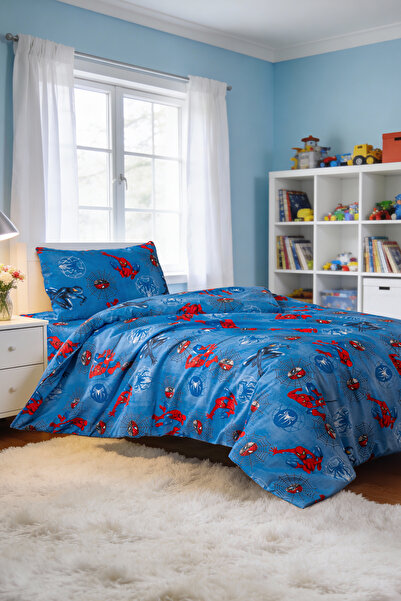Magnolia Spiderman Patterned Single Duvet Cover Set 160X220 - Elasticless Fit...
