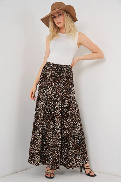 nedo7 1898 Patterned Long Skirt - C. Brown