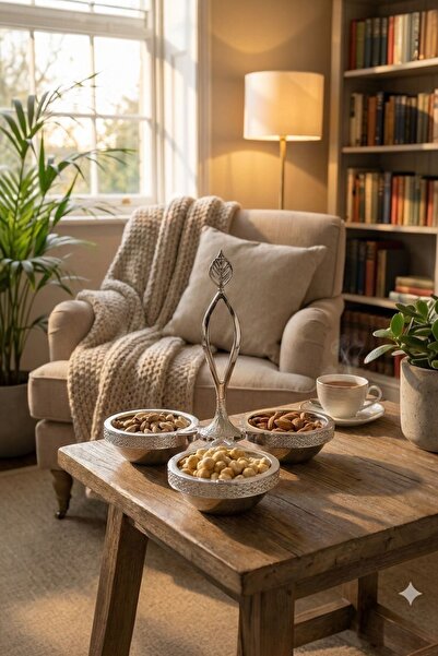 ArnaBella Sare Döküm Sunumluk Fixed 3-Piece Plate Holder