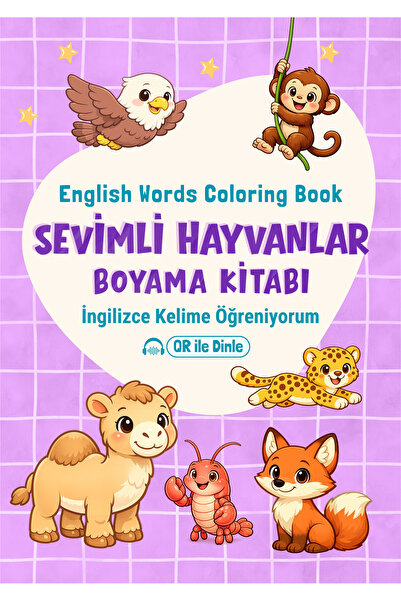Jüpiter Çocuk Yayınları İngilizce Kelime Öğreniyorum: Sevimli Hayvanlar Boyam...