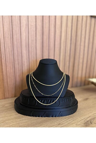 Çelik 3'lü Burgu Desenli İtalyan Zincir Kolye