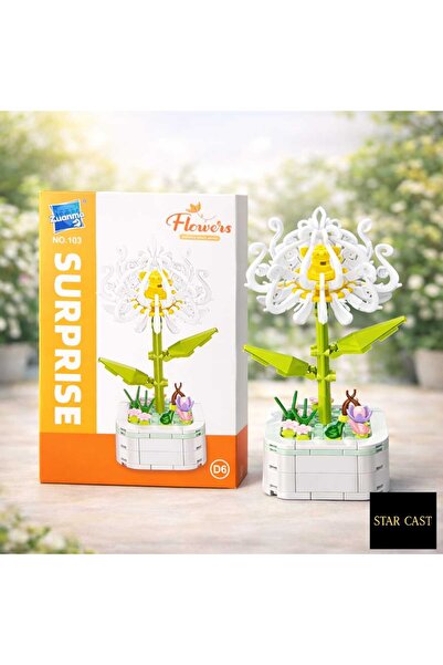 STAR CAST Örümcek Zambağı Dekoratif Yapı Blok Çiçek – Saksı Çiçek Hediye Seti