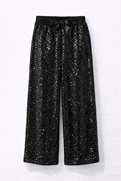 Lolliboomkids Girl's black sequin wide-leg pants - black - 11 years
