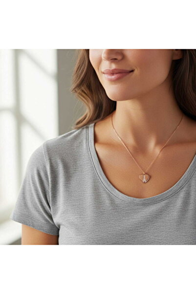 toptanhanem Women's Rose Necklace with Zircon Stone Heart and Eiffel Tower Fi...