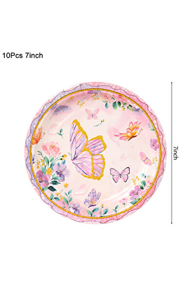 Choice 10pcs 7inch plate Butterfly Disposable Tableware Set Paper Plate Cup N...