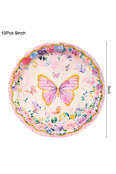 Choice 10pcs 9inch plate Butterfly Disposable Tableware Set Paper Plate Cup N...