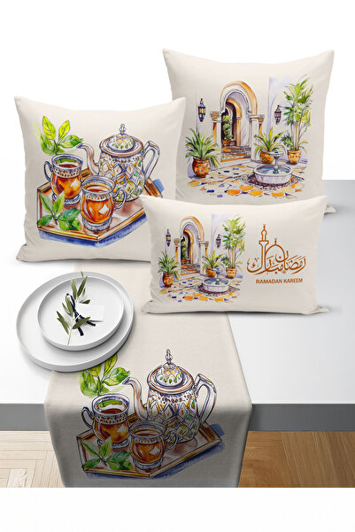 Bertille Home Ramazan Bohemian Series Set de 3 perne + 1 covoraș digital cu i...