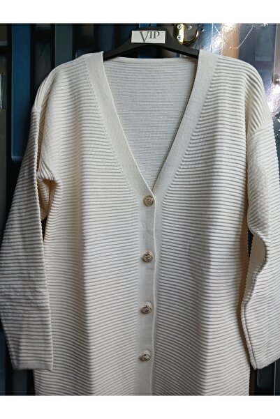 VİPP BÜYÜK BEDEN kadın büyük beden kışlık beyaz uzun triko hırka