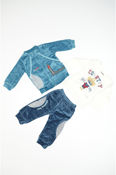 Baby Slon Kids Clup Kışlık kadife içbadili üçlü önden fermuar kapamalı coun b...