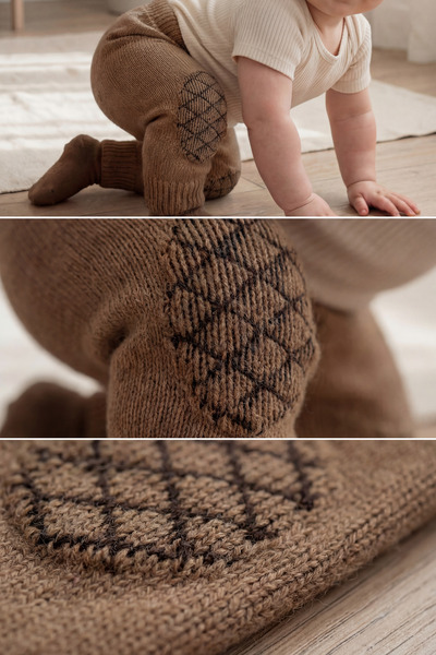 Babily Baby Crawling Knee Protector Stitch-Free Leggings Knitted Knitwear with Swelling Yarn Technology Premium Unisex