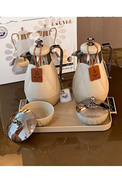 Generic A tea and coffee thermos set from the Louvre brand, featuring a moder...