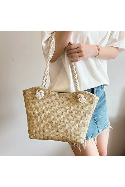 PriStyle Braided Straw Beach Bag, Casual Elegant, Roomy, 40x30x15 cm, PriStyle®