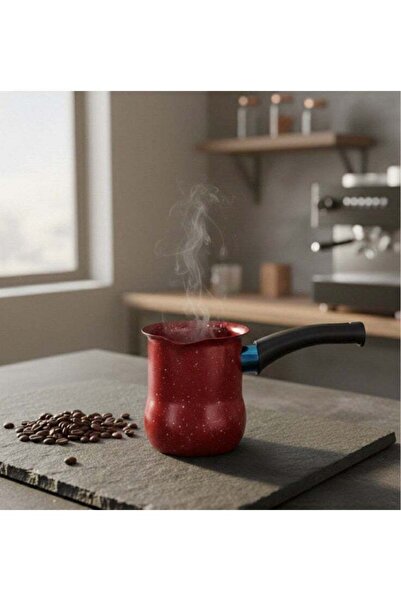 Roomlyne إبريق قهوة تركية بمقبض مريح، مقاس 9.5 - أحمر