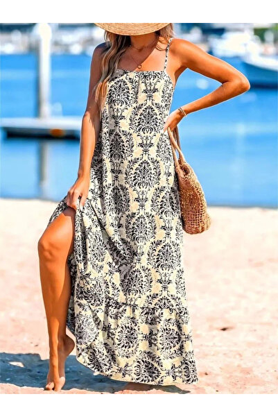 nedo7 Women's patterned ruffled supreme dress with string straps