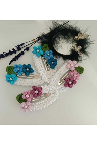 elaa aksesuar 2 Pairs of Handmade Crispy Floral Snap Fasteners (4 Pieces)